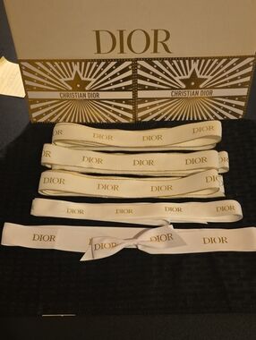 Dior Ivory Ribbon with Gold Logo Print [5] NEW !
